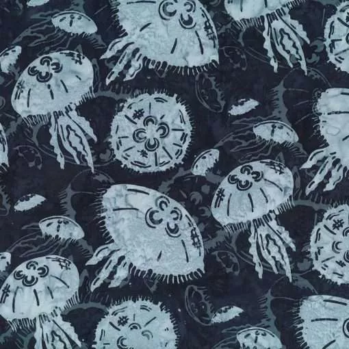 Along the Shores Bali Batik Moon Jellies Midnight fabric