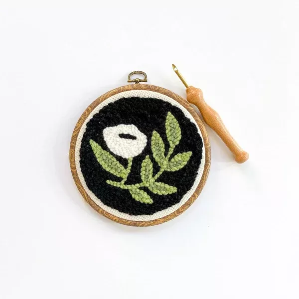 Black Floral Begin To Punch Needle Kit