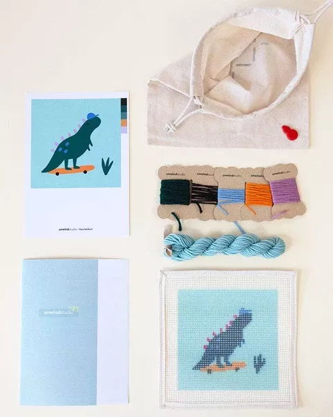 Dino The Skater - Needlepoint Kit for Kids