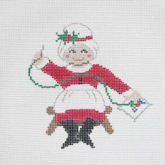Needlepointing Mrs Claus