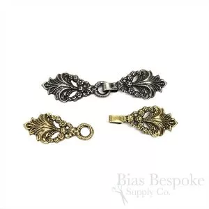SIDONIE Charming Antique Finish Clasp, 2 3/4", Made in France