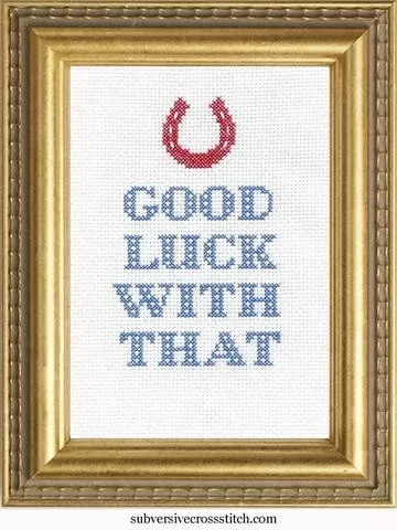 Subversive Cross Stitch-- Cross Stitch Kit-- Good Luck With That