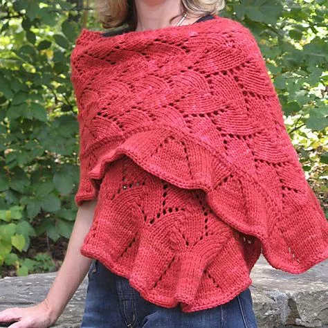 Tree Knitter -Sugar Maple Ruffled Rectangular Lace Shawl