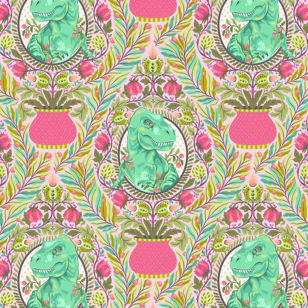 Tula Pink Roar Tree Rex Blush fabric
