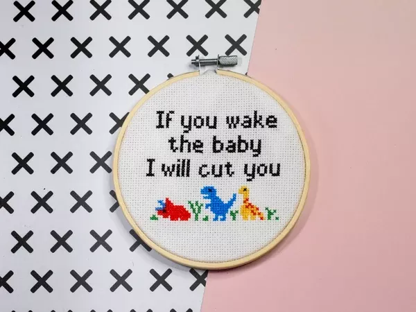 Wake The baby Sign - Cross Stitch Kit