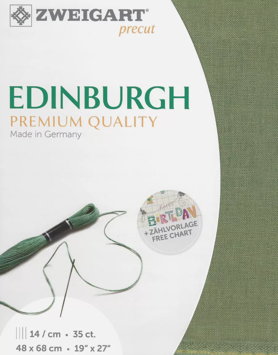 Zweigart Pre Cut 36 Count Edinburgh Linen Agave (6018) 48 x 68 cm
